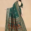 Green Paithani Silk Plain Saree - Image 3