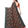 Black Printed Cotton Saree - Image 4