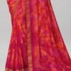 Hot Pink Coloured Chiffon Geometric Printed Saree | SLV2206S933 - Image 3