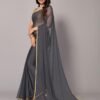 Dark Grey Chiffon Saree - Image 3