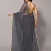 Dark Grey Chiffon Saree - Image 4