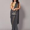 Dark Grey Chiffon Saree - Image 5