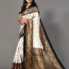 White Printed Silk Saree - Image 3