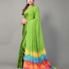Parrot Green Bandhani Silk Saree | SLV2362S562 - Image 3
