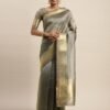 Steel Grey Organza Saree - Image 2