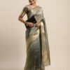Steel Grey Organza Saree - Image 11