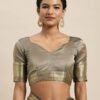 Steel Grey Organza Saree - Image 13