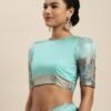 Aqua Blue Organza Saree - Image 7