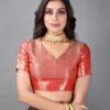 Golden And Green Silk Saree - Image 11