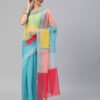 Aqua Blue Organza Saree - Image 6