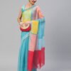 Aqua Blue Organza Saree - Image 5