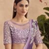 Ready To Wear Pink Plain  Saree With Belt - Image 2