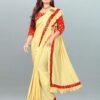 Cream Plain Ready To Wear Sarees