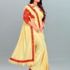 Cream Plain Ready To Wear Sarees - Image 3