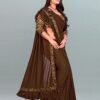 Brown Plain Ready To Wear Sarees
