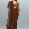 Brown Plain Ready To Wear Sarees - Image 2