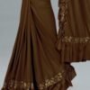 Brown Plain Ready To Wear Sarees - Image 3