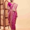 Magenta Banarasi Silk Woven Saree - Image 3
