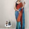 Ready to Wear Orange Chiffon Saree - Image 7