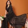 Black Printed Saree - Image 4