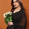 Black Printed Saree - Image 5