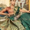Green Organza Banarasi Saree - Image 3