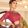 Green Organza Self Woven Banarasi Saree - Image 2