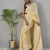 Ready To Wear Cream Plain Silk Saree - Image 2