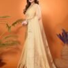 Cream Plain Organza Saree - Image 2