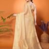 Cream Plain Organza Saree - Image 4