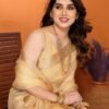 Cream Plain Organza Saree - Image 5
