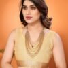 Cream Plain Organza Saree - Image 6