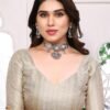 Beige Printed Silk Saree - Image 7