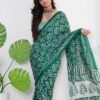 Ready to Wear Green Printed Cotton Saree - Image 13