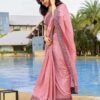 Light Pink Plain Silk Saree - Image 3