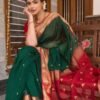 Green Jacquard Silk Saree - Image 4