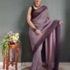 Ready to Wear Light Brown Plain Georgette Saree