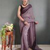 Ready to Wear Light Brown Plain Georgette Saree - Image 12