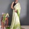 Ready to Wear Light Green Printed Silk Saree - Image 14
