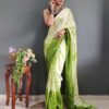 Ready to Wear Light Green Printed Silk Saree - Image 2