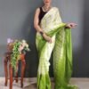 Ready to Wear Light Green Printed Silk Saree - Image 3