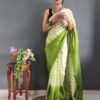 Ready to Wear Light Green Printed Silk Saree - Image 6