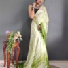 Ready to Wear Light Green Printed Silk Saree - Image 12