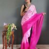 Ready to Wear Light Pink Printed Silk Saree - Image 3