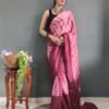 Ready to Wear Light Maroon Printed Silk Saree - Image 5