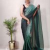 Ready to Wear Green Plain Georgette Saree