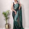 Ready to Wear Green Plain Georgette Saree - Image 2