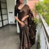 Copper Jacquard Silk Saree - Image 2