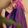Drak Blue Self Woven Silk Saree - Image 4