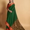 Dark Green Jacquard Silk Saree